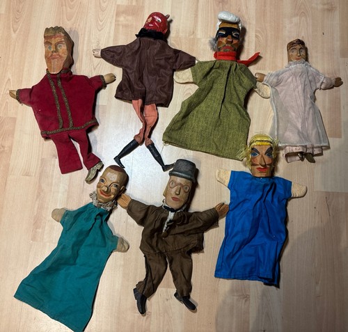Uralte kasperle figuren aus - 7x,